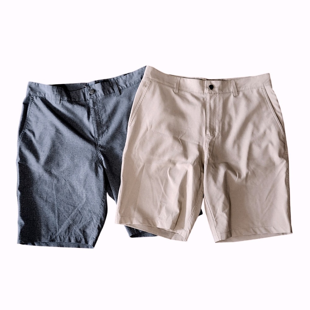 LOT OF 2 PANAMA JACK HYBRID SHORTS TAN GRAY MENS 34 LIGHTWEIGHT CASUAL